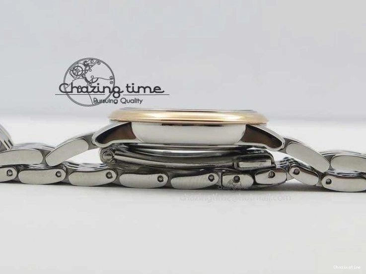 0426 De Ville 27mm SS RG Ladies MK 1:1 Best Edition White MOP Dial Diamond Markers On SS Bracelet Ronda Quartz Chic 8198